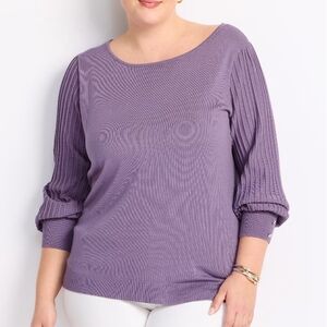 Lety & Me - Pleated Sleeve Sweater